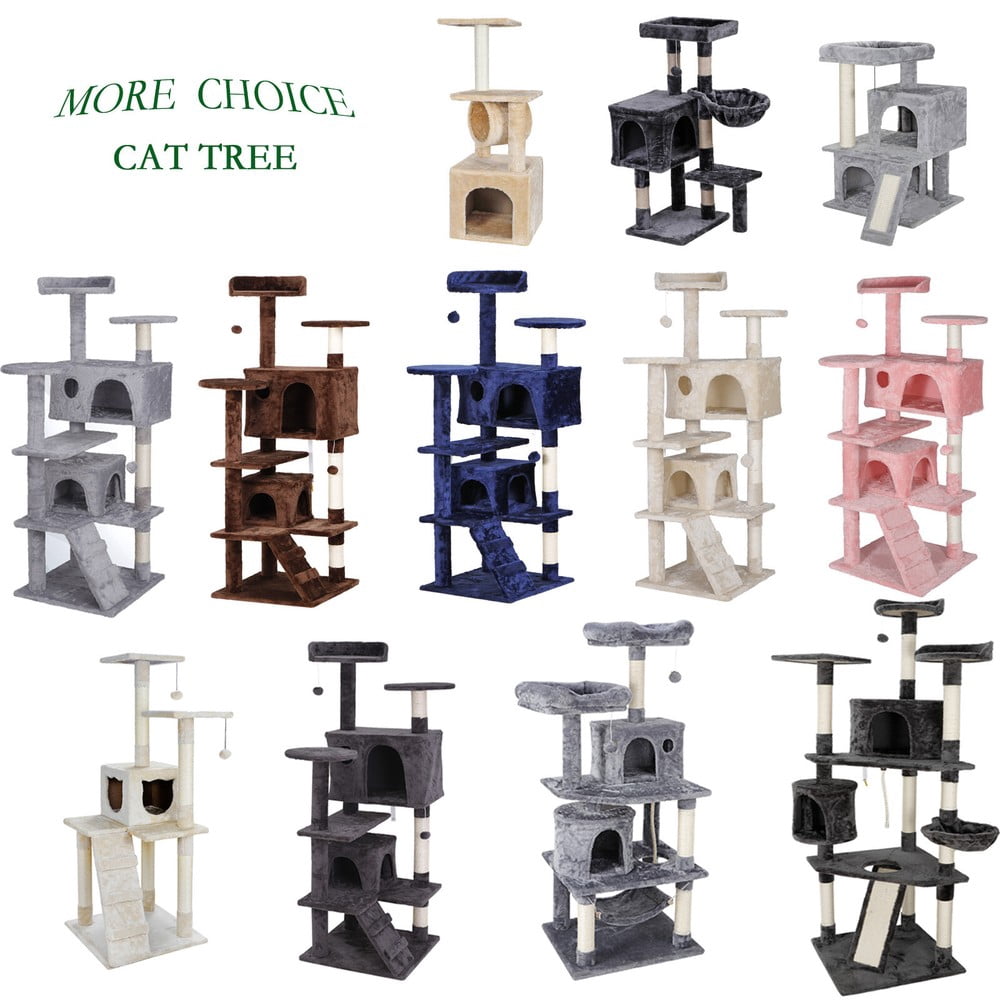 SONGMY 55" Cat Tree Condo Tower, Beige Cat Activity Center for Small Medium Cats