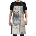 thumbnail image 4 of Yayeee Chief Kitchen Apron with Pockets for Cooking Water Resistant Unisex Adjustable Neck Strap, Blue Cute Cats, 4 of 7