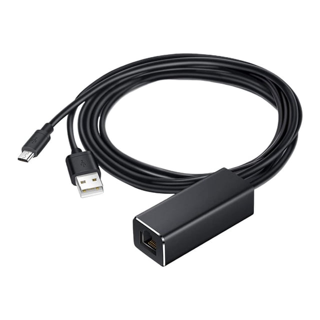Adaptateur Ethernet Micro USB vers RJ45, Réseau 10/100 Mbps Compatible avec Fire TV Stick, 1 Ensemble, Noir