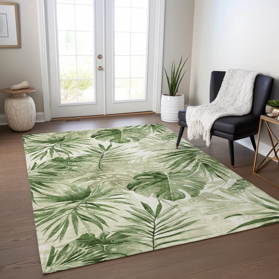 Addison Rugs Chantille Indoor/Outdoor Transitional Floral Aloe Machine Washable Rectangle Rug, 10' x 14'