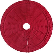 Hvmvliv 36in Knitted Christmas Tree Skirt Xmas Tree Base Cover Carpet Boho Treeskirt for Indoor Christmas Decoration Red