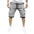 thumbnail image 2 of pstuiky Pantalones cortos para hombre, Pantalones cortos de trabajo rectos y holgados con múltiples bolsillos de moda de verano para hombre Pantalones cortos de baloncesto, 2 of 6