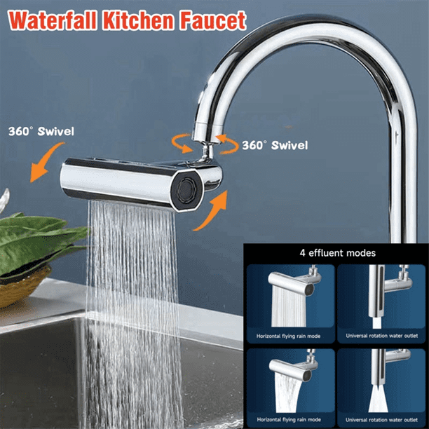 4-IN-1 Multifunctional Kitchen Sink Waterfall Faucet,Splash-Proof