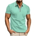 thumbnail image 2 of bnalnMens Polo Shirt 2024 V Neck Short Sleeve Tops Casual Striped Printed T Shirts Summer Buttons Lapel V Neck Tshirts Work Blouse Golf Polos Tops Muscle Fit Shirts for Men, 2 of 6