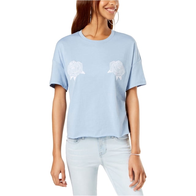 Carbon Copy Camiseta básica bordada para mujer, azul, mediana
