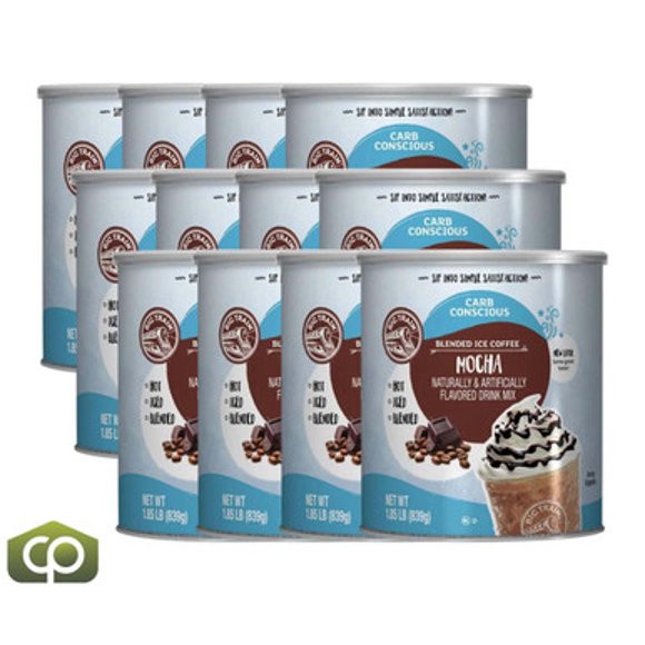 Big Train Low Carb Mocha Blended Ice Coffee Mix, Professional Keto-Friendly Frappe Base, 1.85 lb Can, Case of 12