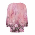 thumbnail image 5 of GXIPO Womens 3/4 Sleeve Tops Square Neck Summer Shirts Blouses Buttons Pleated Floral Print Plus Size Tunic Tops Clearance Pink 2XL, 5 of 5