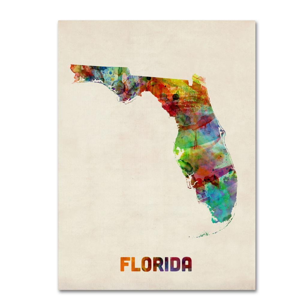 "Florida Map" Canvas Wall Art by Michael Tompsett