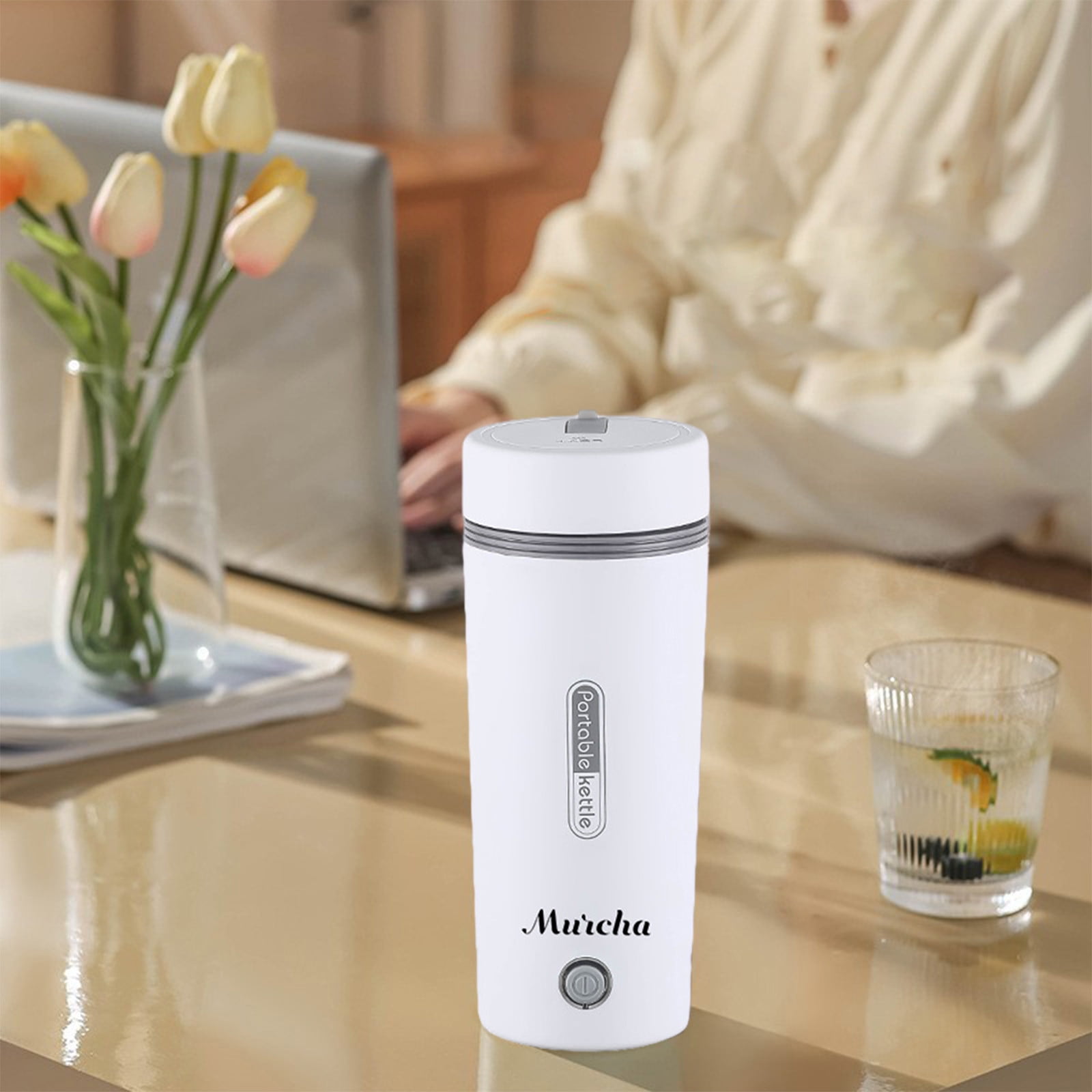 3-in-1 Portable Travel Kettle for Car, 350ml Mini Electric Water Boiler with Food-Grade Stainless Steel, Fast Boil, Auto Shut-Off, Tea Coffee