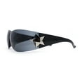 thumbnail image 2 of Womens Wrap Around Shield Star Jewel Retro 90s Sunglasses All Black, 2 of 4