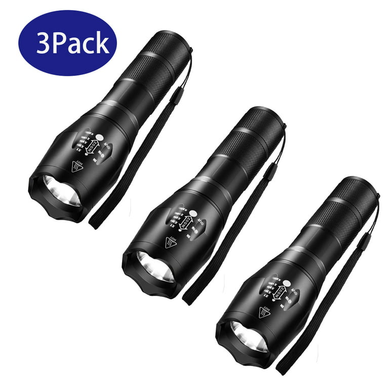 High Power Led Flashlights Camping Torch 5 Lighting Modes Aluminum Alloy  Zoomable Light Waterproof Material Use 3 AAA Batteries