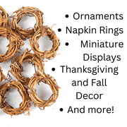 36pc Mini Grapevine Wreaths - for DIY Ornaments, Fall Decor and Displays - Factory Direct Craft