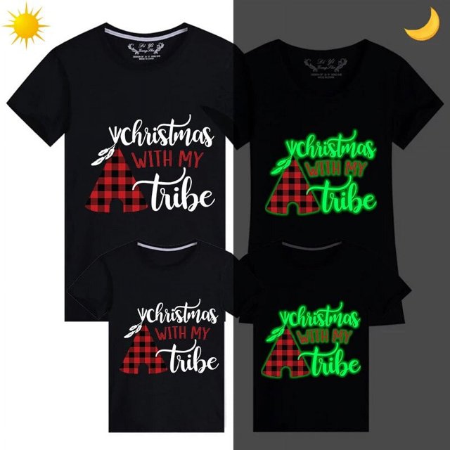 Camisetas navideñas a juego para la familia, sudadera luminosa y brillante con My Tube