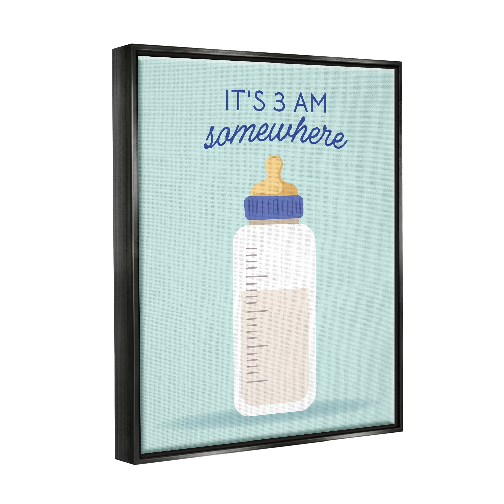 Stupell Industries It's 3am Somewhere Phrase Inspirational Painting Black Floater Framed Art Print Wall Art, 25 x 31
