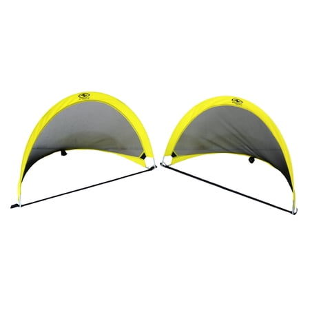 ATHLETIC WORKS 3X2FT 2 PACK POP-UP SOCCER NETS WITH CARRY BAG, YELLOW AND BLACK
