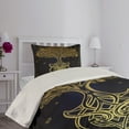 thumbnail image 4 of Ambesonne Tribal Quilted Coverlet 2 Pcs, Night Stars Abstract, Twin Size, Dark Blue Yellow, 4 of 5