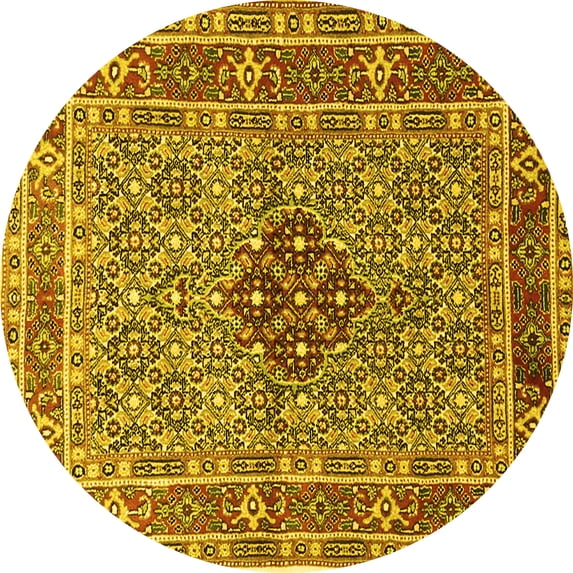 Ahgly Company Indoor Round Persian Yellow Traditional Area Rugs, 4' Round
