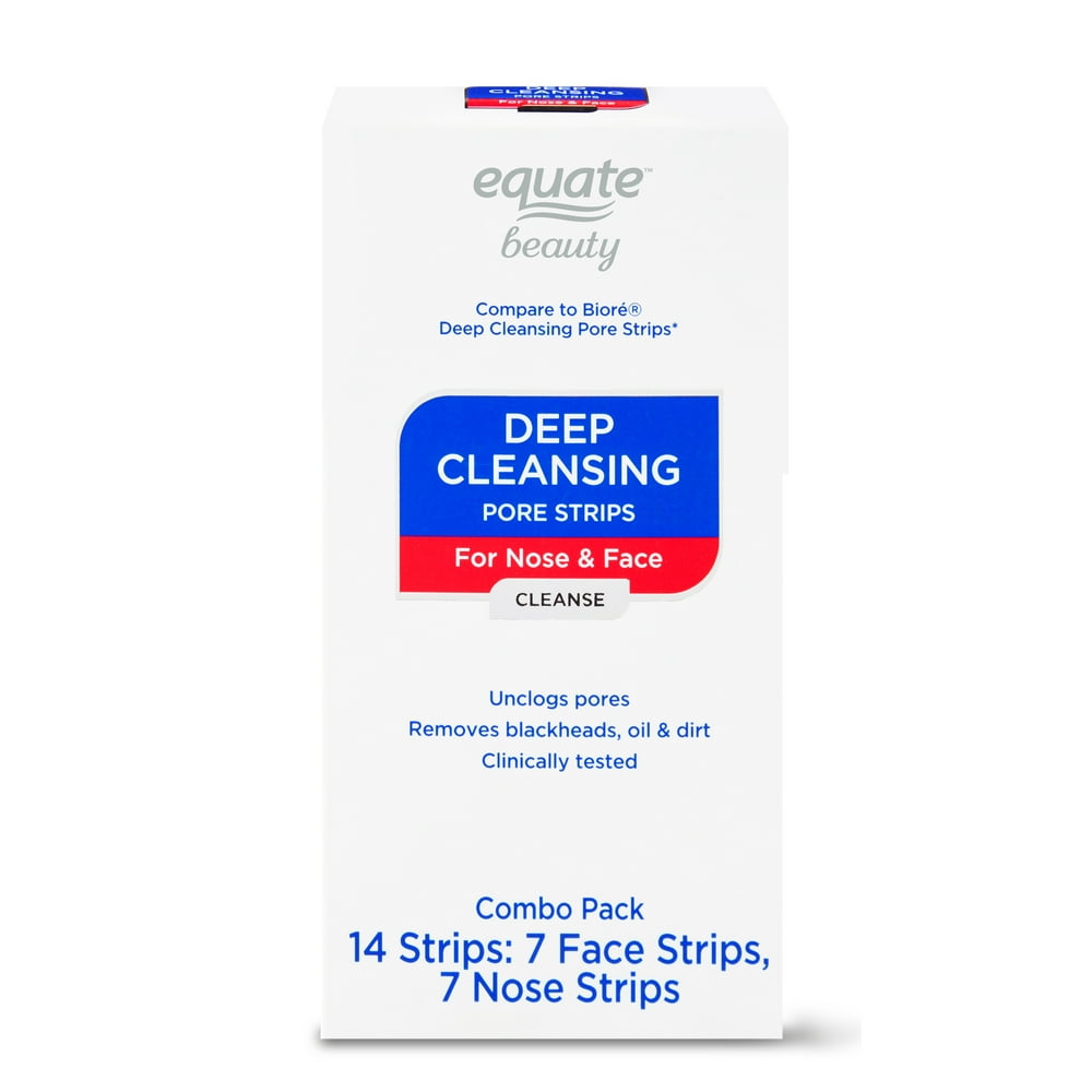 Equate Beauty Deep Cleansing Pore Strips for Nose & Face Combo Pack, 14