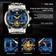 thumbnail image 5 of Reloj de Cuarzo para Hombre de Negocios, Esfera Azul Tono Dorado, Correa de Acero Inoxidable, Reloj de Pulsera Cronógrafo Impermeable con Fecha, 5 of 5