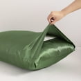 thumbnail image 2 of Flxxie Silky Satin Pillowcase Set of 2 Envelope Closure, King, 20" x 36", Olive Green, 2 of 5