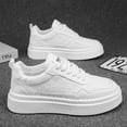 thumbnail image 5 of New/Men's Classic White Casual Sneakers with Asymmetrical Grid Texture on Synthetic Upper Lightweight Lace-Up Design  All Season Versatile Everyday Footwear, 5 of 7