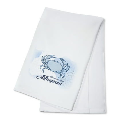 - Chesapeake Bay, Maryland - Crab - Blue - Coastal Icon - Lantern Press Artwork (100% Cotton Kitchen Towel)