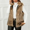 thumbnail image 5 of BiZtdJrK Sales For Today Women's Faux Fur Vest Sleeveless Short Jacket Winter Warm Fur Coat Waistcoat Outerwear for Women 204 Brown S, 5 of 9