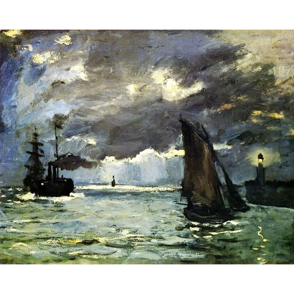 Seascape-Night Effect Monet - CANVAS OR FINE PRINT WALL ART