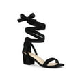 thumbnail image 1 of BLISSFUL STEP Sandales à talon bloc ouvertes pour femmes, lacées, noires, taille 6, 1 of 8