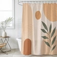 thumbnail image 4 of Bohemian Bathroom Shower Curtains with 12 Hooks Polyester Waterproof Shower Curtain for Stalls and Bathtubs Modern Abstract Boho Leaves Beige Middle Century Decorative Bathroom Curtain 66x72 Inches, 4 of 9