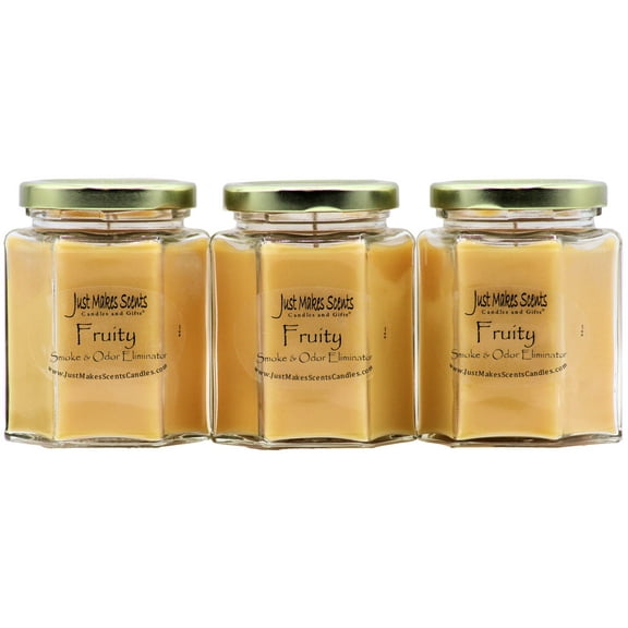 3-Pack Fruity Smoke & Odor Eliminator Candle, 8 oz Hexagon jar