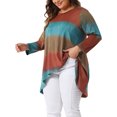 thumbnail image 2 of Unique Bargains Women' Plus Tie Dye High Low Tunic Tops Tee Shirts 2X Orange, 2 of 6