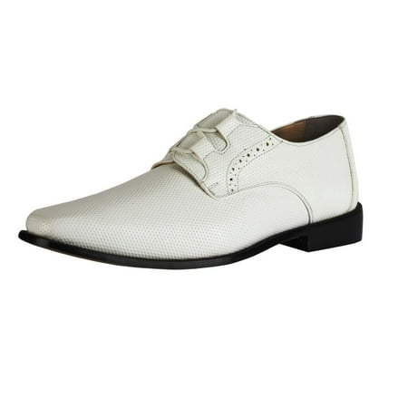 LIBERTYZENO Men s Classic Formal Oxford Shoes Lace up Leather Dress Shoes  White