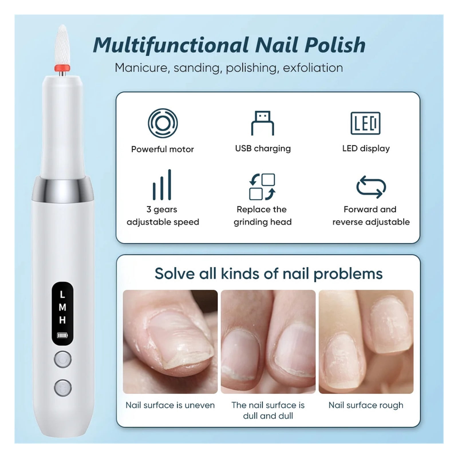 Electric Nail Polisher Drill Bits Professional Nails Grinding Polishing Dead Skin Removal Art Sanding File Pen Manicure Machine