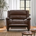 thumbnail image 2 of Noble House Tutherly Faux Leather Oversized Pushback Recliner, Dark Brown and Espresso, 2 of 11