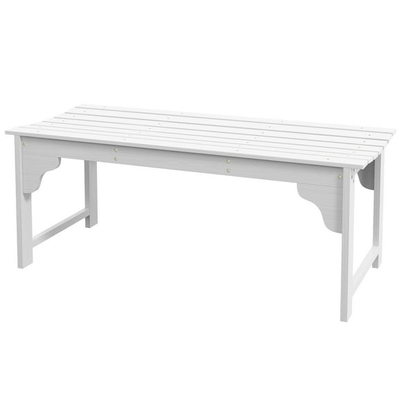 Resenkos Wooden Bench, Curved Seat, Porch Bench, Outdoor Garden Furniture, Durable Outdoor Bench,White