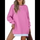thumbnail image 1 of Sudadera de Larga con Cremallera y Abertura para Mujer, Estilo Informal, con Capucha y Cremallera, para Otoño Rosa M, 1 of 9