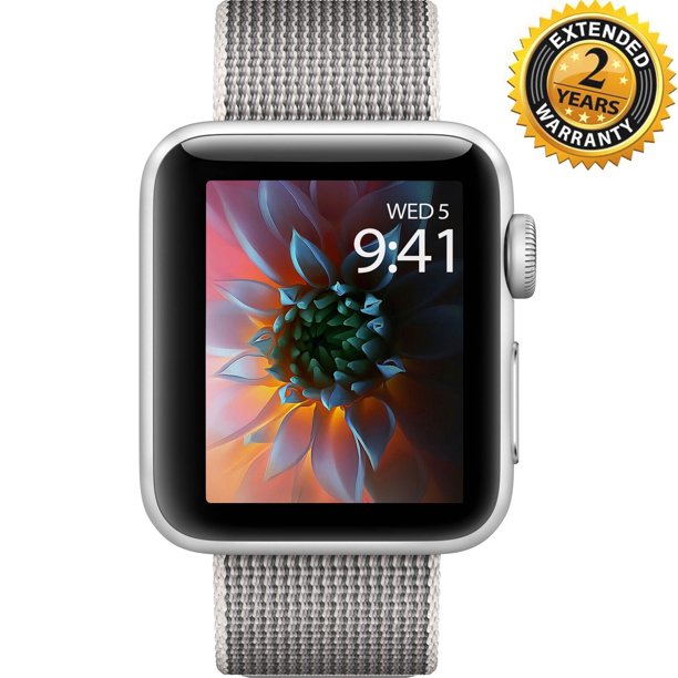 Apple Apple Watch Series 2 38mm Smartwatch Silver Aluminum Case Pearl Woven Nylon Band With 2 Year Extended Warranty Walmart Com Walmart Com