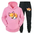 thumbnail image 3 of Conjunto de 2 piezas de sudadera y pantalones con estampado de zorro y anime para hombre, sudadera con estampado de animales de dibujos animados divertidos, pantalones, ropa de calle holgada de manga, 3 of 5