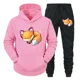 thumbnail image 3 of Conjunto de 2 piezas de sudadera y pantalones con estampado de zorro y anime para hombre, sudadera con estampado de animales de dibujos animados divertidos, pantalones, ropa de calle holgada de manga, 3 of 5