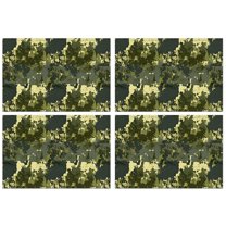 Green Brown Camo Forest Pattern Summer Placemats Table Placemats Set Of 4-Linen Kitchen Washable Placemats Table Mats 11.8"x17.7" Non-Slip Heat Resistant