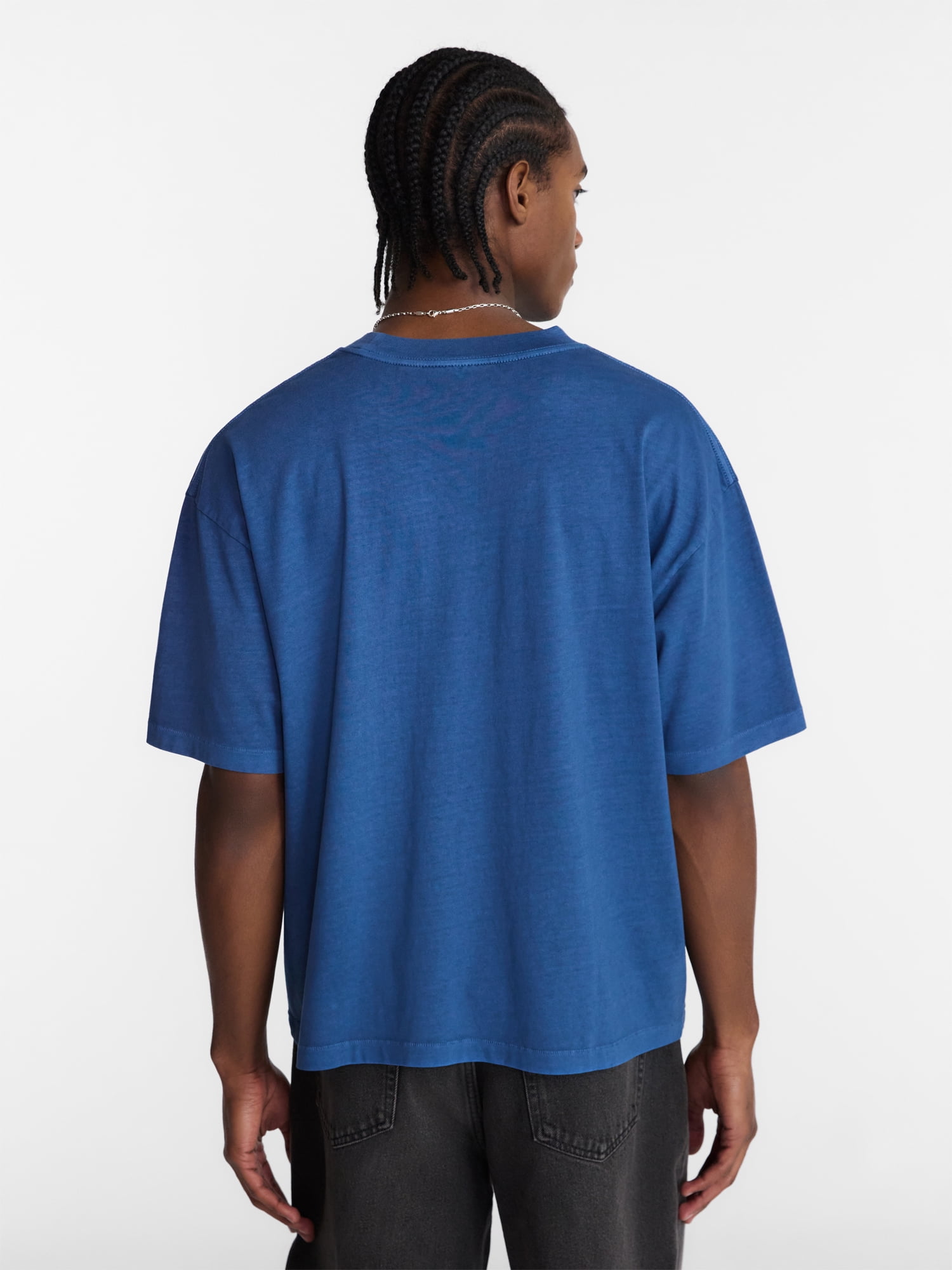 No Boundaries Cotton Oversized Cropped Tee with Short Sleeves, Men's and Big Men's XS-5XL