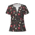 thumbnail image 3 of Naloa Fly Agaric and Flowers Print T-Shirts Short Sleeve V Neck Tees for Women Fashion Tops Trendy Lightweight Soft Casual Summer Outfits Clothes, 3 of 5