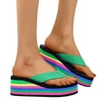 thumbnail image 4 of Women's Comfortable Platform Flip Flops Wedge Rainbow Sole Outdoor Non Slip Casual Sandals, 4 of 9