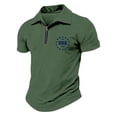 thumbnail image 2 of LNZGNM Men's Polo Shirts 250th Anniversary Quarter Zipper Golf Shirts Stylish Short Sleeve 1776-2026 Lapel Golf Polos Parade Tees Tops,Army Green 2XL, 2 of 4