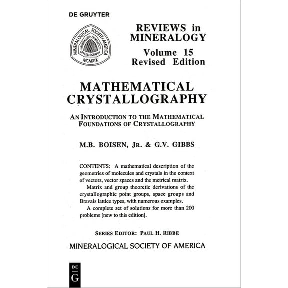 Reviews in Mineralogy & Geochemistry Mathematical Crystallography, Book 15, (Paperback)
