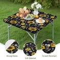 thumbnail image 4 of Black White Bee Heart Sunflower Pattern Square Fitted Tablecloth with Elastic Edge,Square Table Cover,Washable Elastic Table Cover for Home Kitchen Party Decor 36"x36", 4 of 6