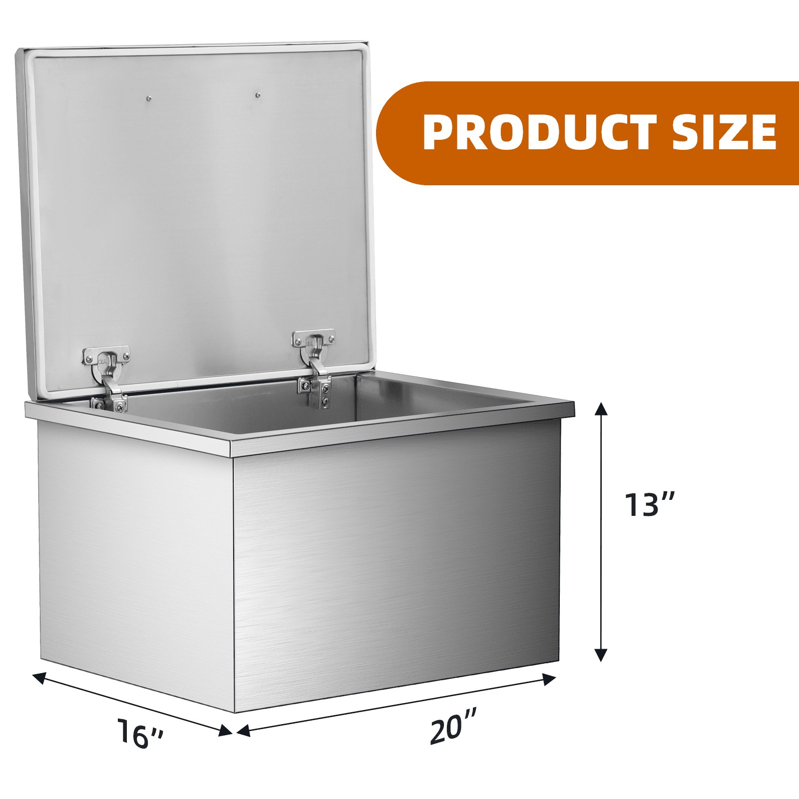 M optimized Drop In Ice Chest, Stainless Steel Ice Cooler, Commercial Ice Bin with Hinged Cover, Outdoor Kitchen Ice Bar, Drain-Pipe and Drain Plug Included, for Cold Wine Beer
