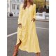 thumbnail image 4 of Vestido Bohemio de Algodón para Mujer, con Escote en V, Larga, Holgado, para Playa, con Bolsillos y Botones Amarillo L, 4 of 9