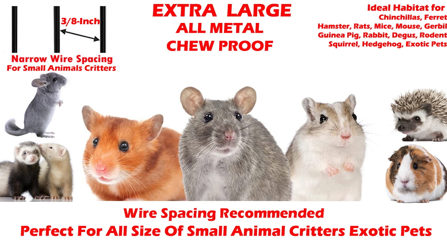 X-LARGE 36" Multi-Floors Small Animals Critters Rats Mice Hamster Gerbil Mouse Habitats Cage Tight 3/8-Inch Bar Spacing For Guinea Pig Ferret Chinchilla Sugar Glider Hedgehog Squirrel Rodent Degu